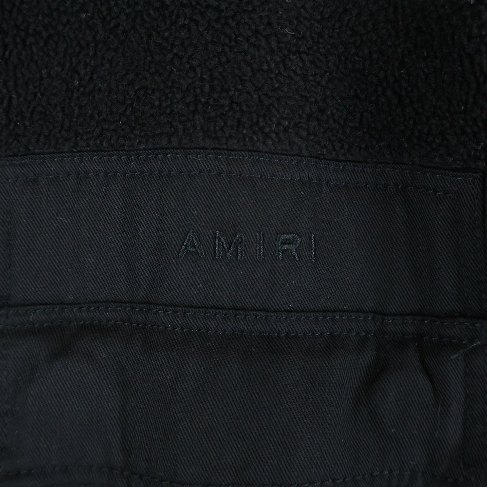 AMIRI(アミリ) FLEECE JACKET ロゴ刺繍 パーツ切替 ジップアップ フリースジャケット ブラック