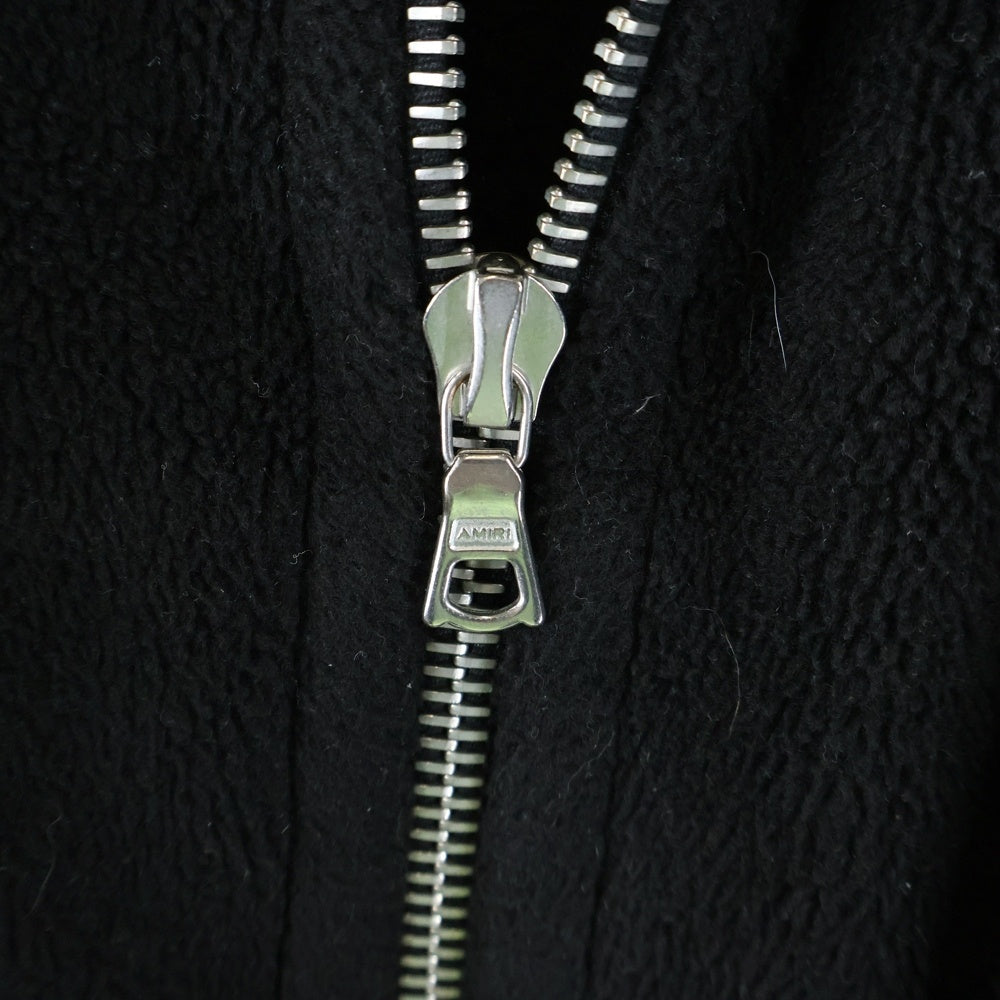 AMIRI(アミリ) FLEECE JACKET ロゴ刺繍 パーツ切替 ジップアップ フリースジャケット ブラック