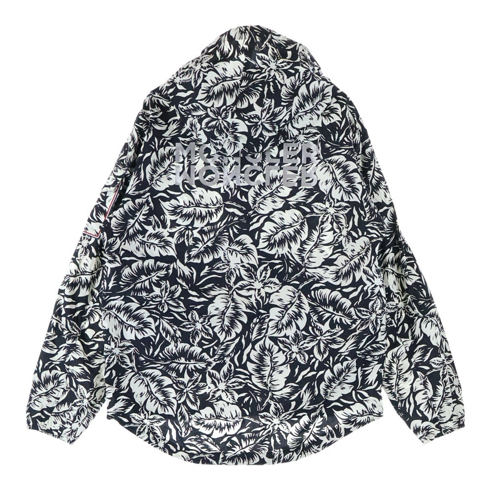MONCLER(モンクレール) 22SS EBIZO ボタニカル総柄 コットン フーデッド ジップアップジャケット ホワイト/ブラック H10911A00138 5961V