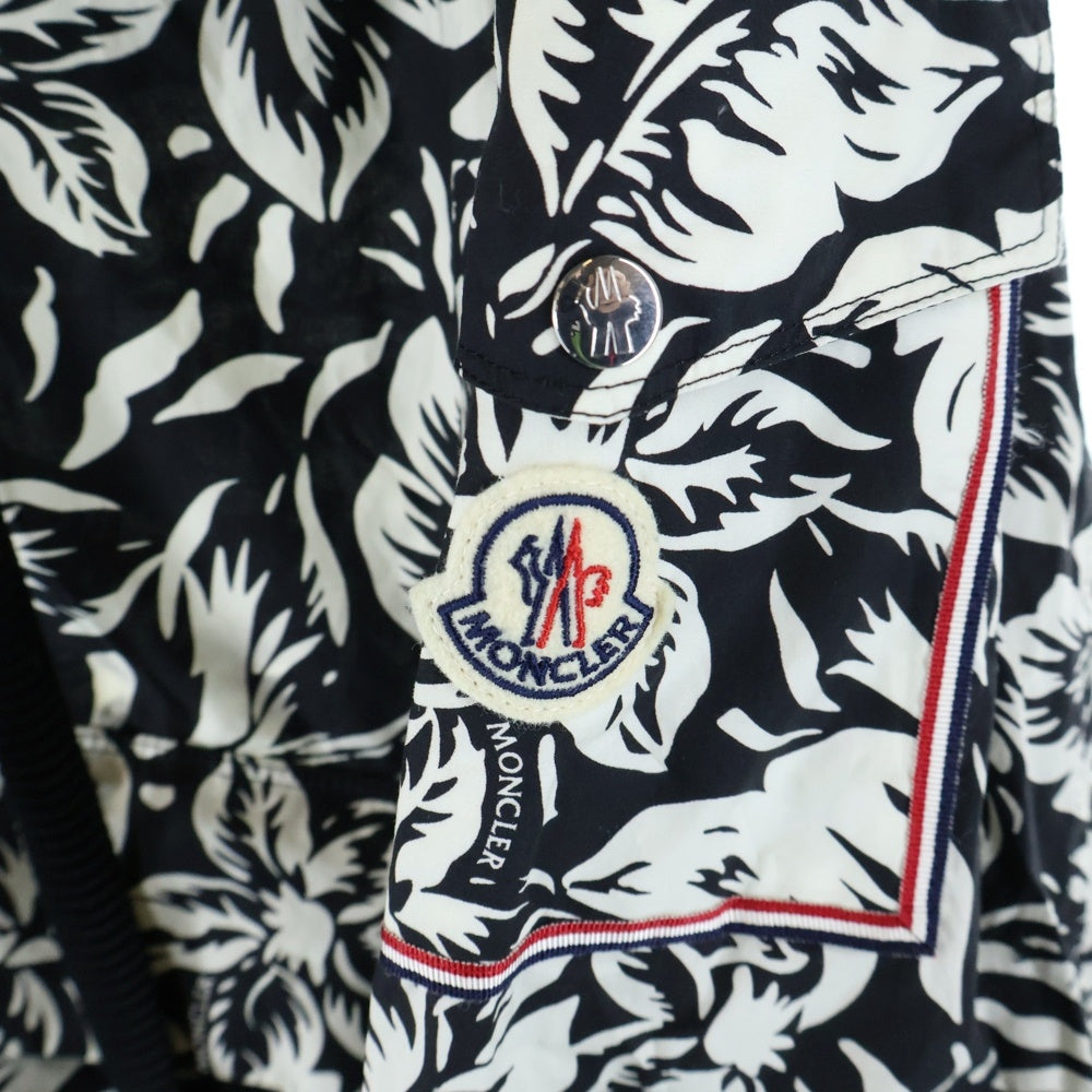 MONCLER(モンクレール) 22SS EBIZO ボタニカル総柄 コットン フーデッド ジップアップジャケット ホワイト/ブラック H10911A00138 5961V
