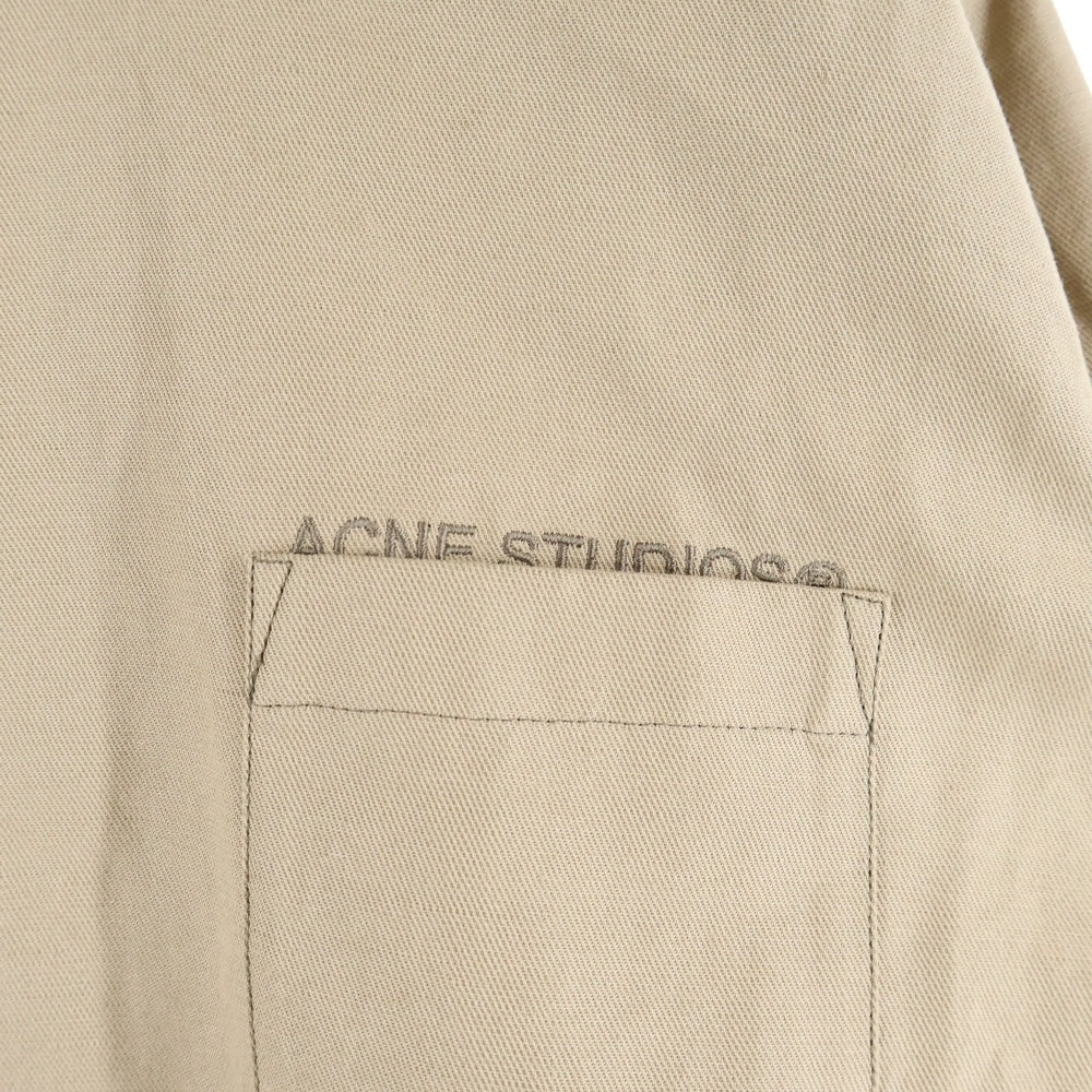 Acne Studios(アクネ ストゥディオズ) ロゴ刺繍 コットンリネン 長袖シャツ ブラウン FN-MN-SHIR000496