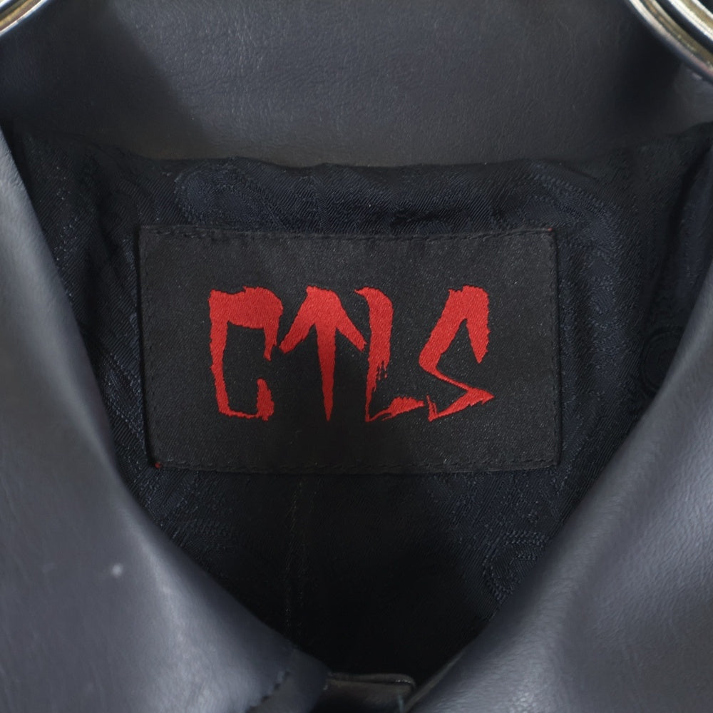 cvtvlist(カタリスト) バックモチーフ刺繍 フェイクレザー オーバーサイズ コーチジャケット ブラック 2101110103