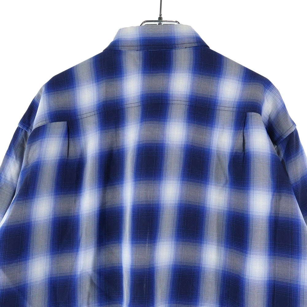 cvtvlist(カタリスト) 21AW ボタンレス カットオフ オンブレチェック 長袖シャツ ブルー/ブラック 21FW0202