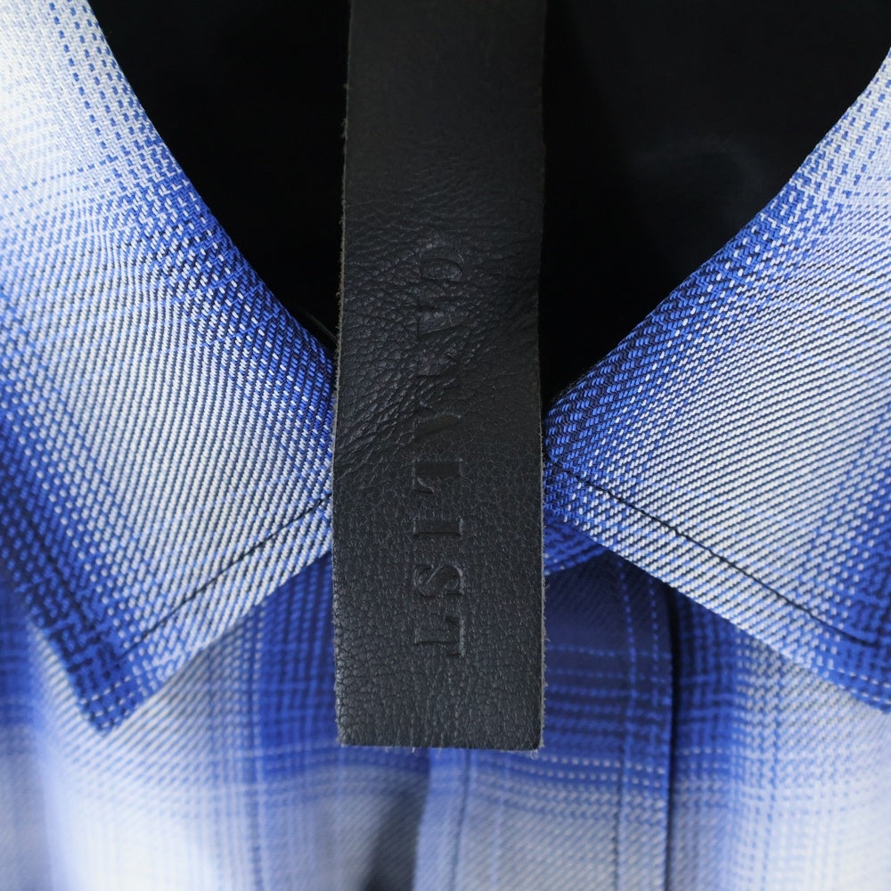 cvtvlist(カタリスト) 21AW ボタンレス カットオフ オンブレチェック 長袖シャツ ブルー/ブラック 21FW0202