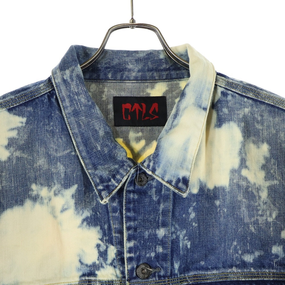 cvtvlist(カタリスト) DENIM JACKET バックキャラクターパッチ オーバーサイズ ブリーチド デニムジャケット インディゴ/ホワイト 2201030103