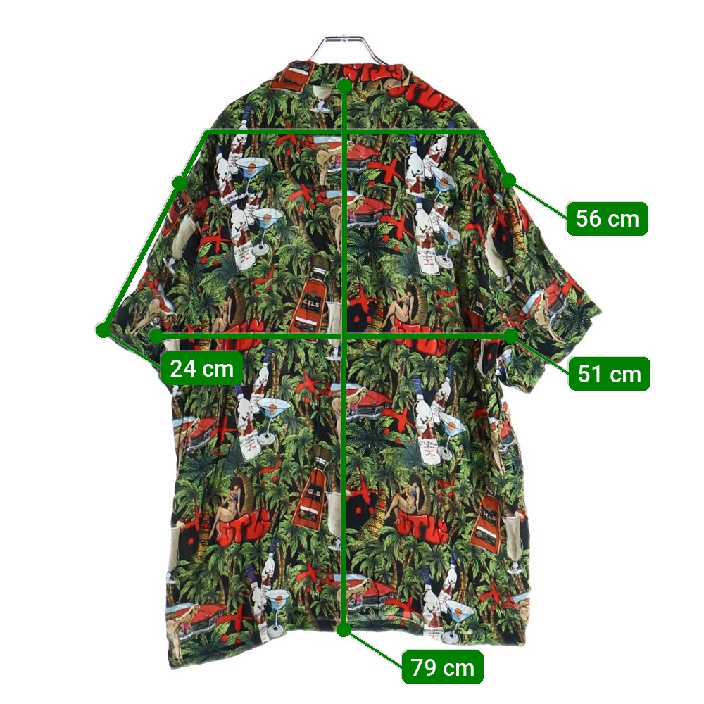 cvtvlist(カタリスト) 22SS DRUNK ALOHA SHIRTS 総柄プリント レーヨン ドランク 半袖アロハシャツ グリーン/レッド 2201060201