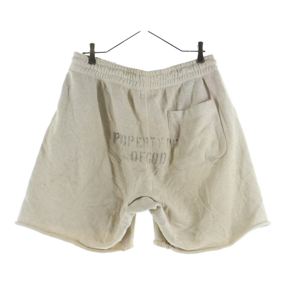 SAINT MICHAEL(セントマイケル) 22SS ×VLONE SWEAT SHORTS ヴィーローン ロゴプリント スウェットショーツ ハーフパンツ アイボリー SM-S22-0000-071