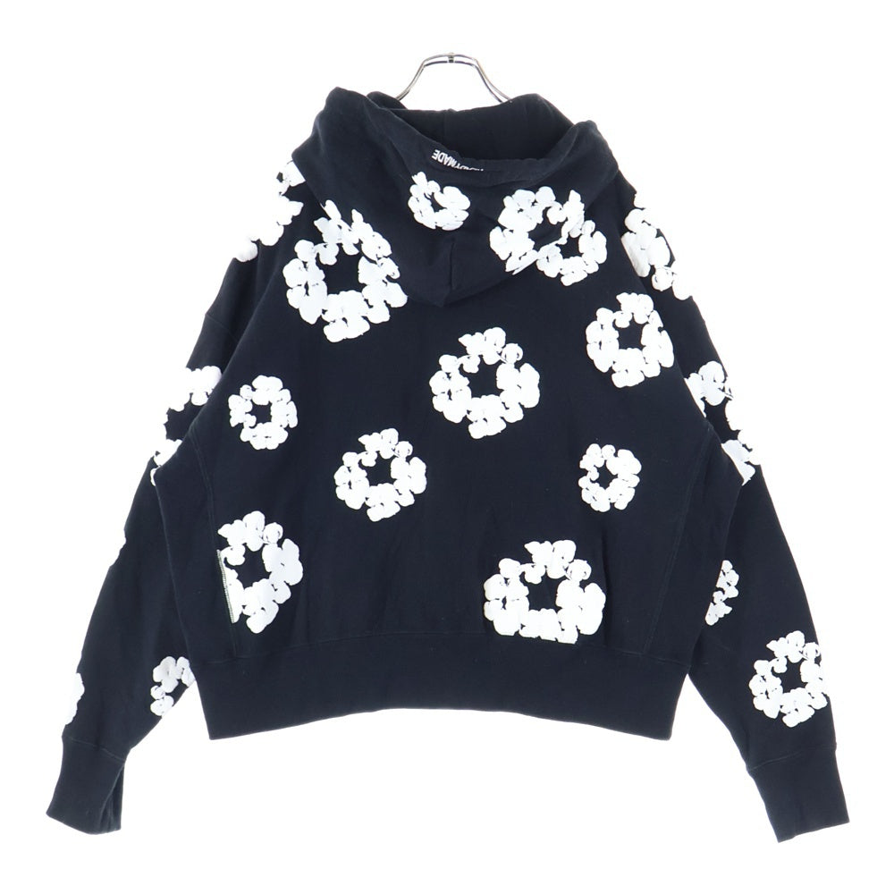 READY MADE(レディメイド) 22AW ×DENIM TEARS COTTON WREATH HOODIE デニムティアーズ リース フラワープリント ロゴ刺繍 スウェット プルオーバーパーカー ブラック RE-DT-BK-00-00-08