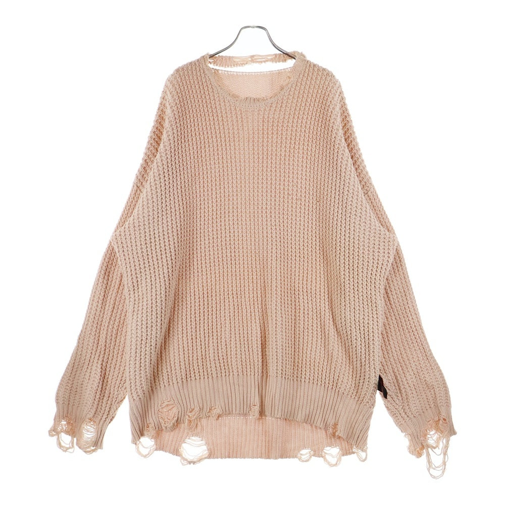 cvtvlist(カタリスト) CRASH KNIT クラッシュ加工 バックモチーフ コットンニット セーター ピンク 220109RF01