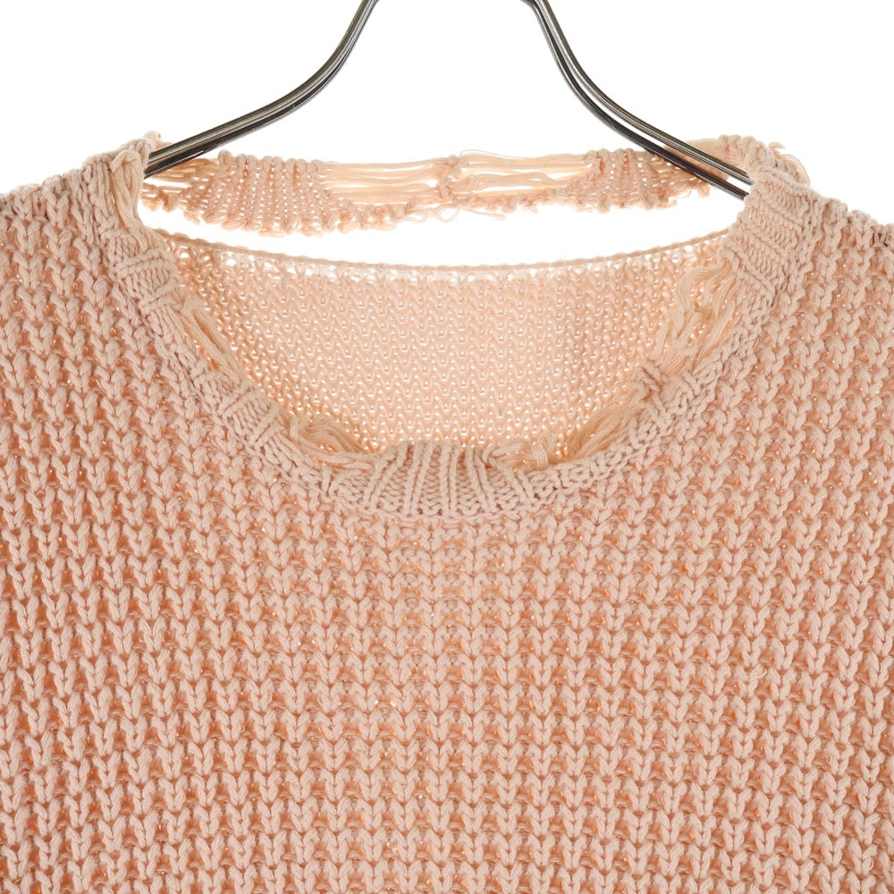 cvtvlist(カタリスト) CRASH KNIT クラッシュ加工 バックモチーフ コットンニット セーター ピンク 220109RF01