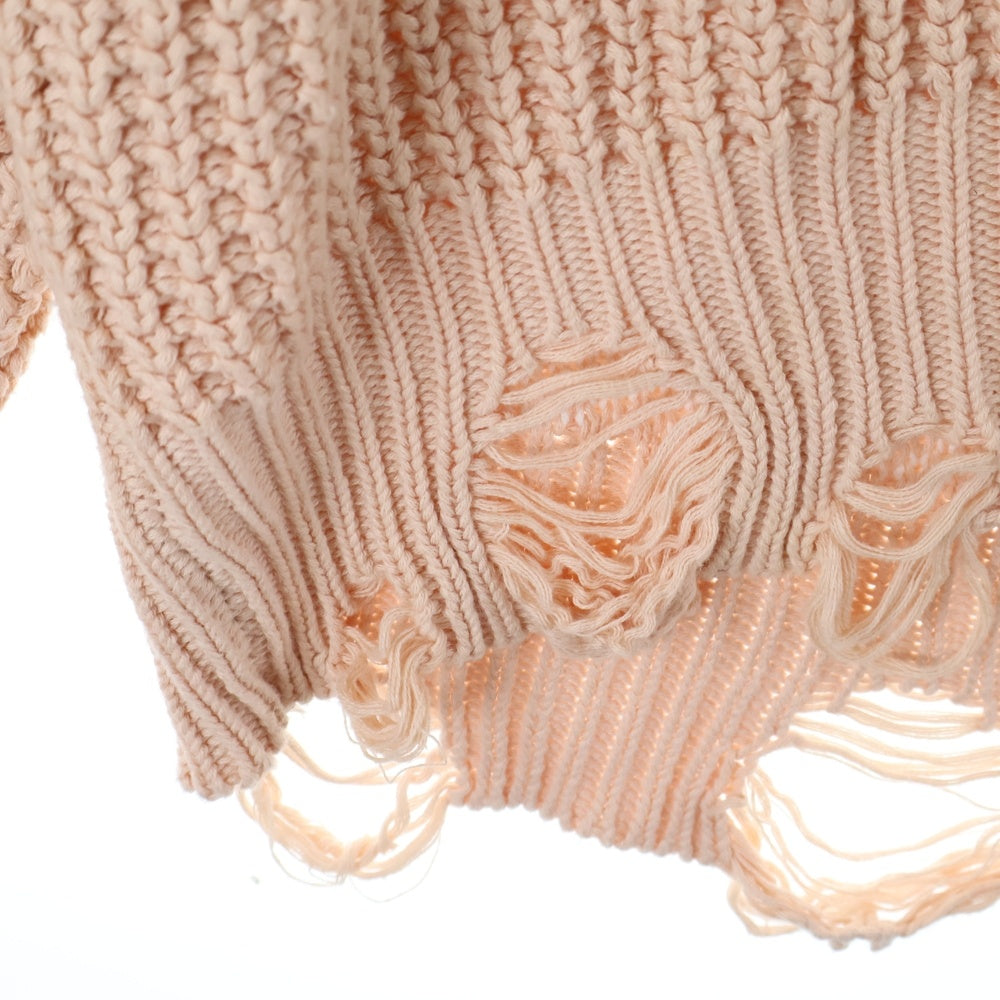 cvtvlist(カタリスト) CRASH KNIT クラッシュ加工 バックモチーフ コットンニット セーター ピンク 220109RF01