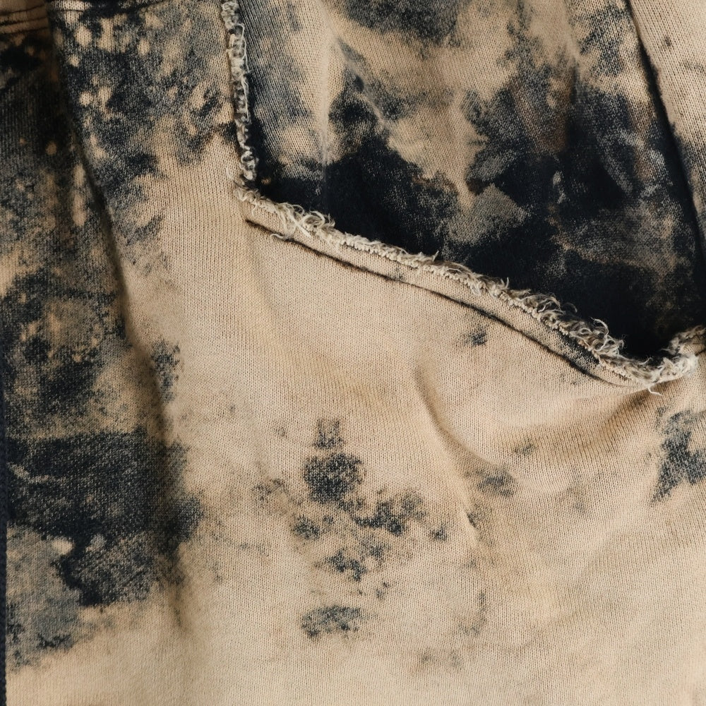 cvtvlist(カタリスト) SWEAT SHORT ダメージポケット ドローストリング ブリーチド スウェットショーツ ハーフパンツ オレンジ/ブラック