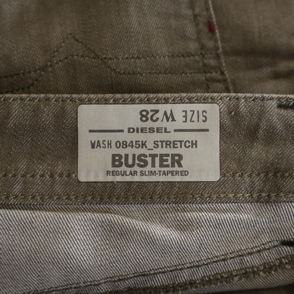 DIESEL(ディーゼル) BUSTER ロゴレザーパッチ ボタンフライ スリムフィットパンツ ブラウン 01043