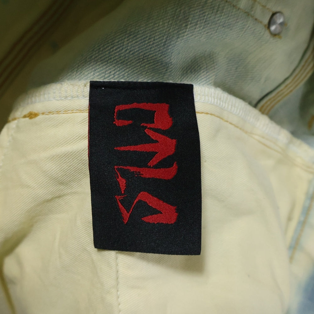 cvtvlist(カタリスト) ダメージ加工 ペイントロゴ ブリーチド ジップフライ デニムパンツ インディゴ/ホワイト 2201030401