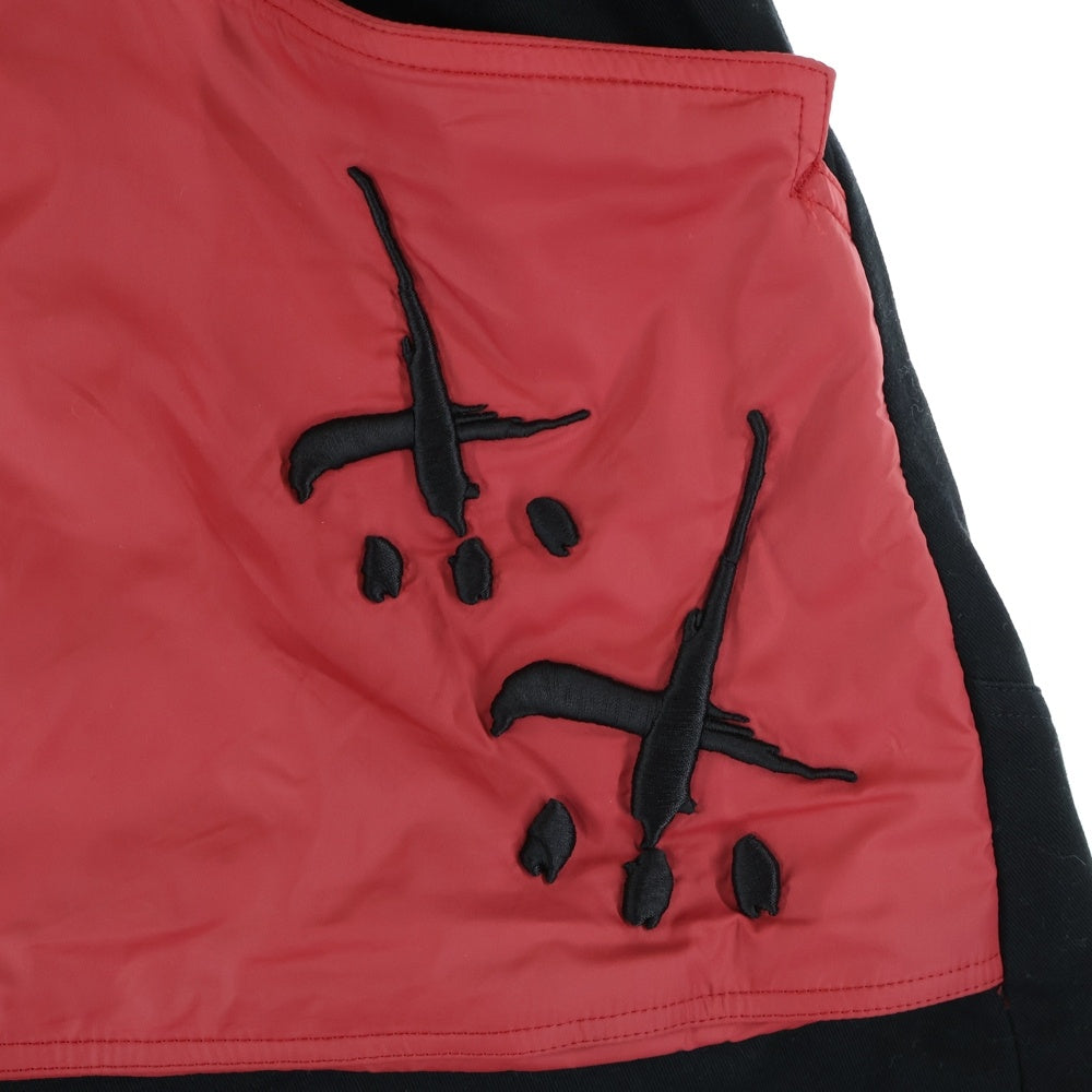 cvtvlist(カタリスト) ナイロン切替 モチーフ刺繍 サルエルショーツ ハーフパンツ ブラック/レッド 2201050402