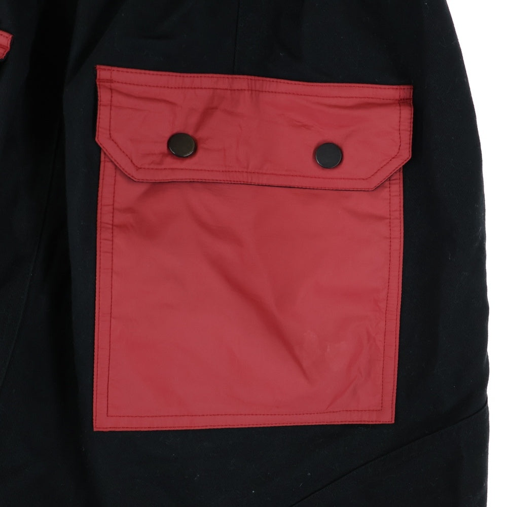 cvtvlist(カタリスト) ナイロン切替 モチーフ刺繍 サルエルショーツ ハーフパンツ ブラック/レッド 2201050402