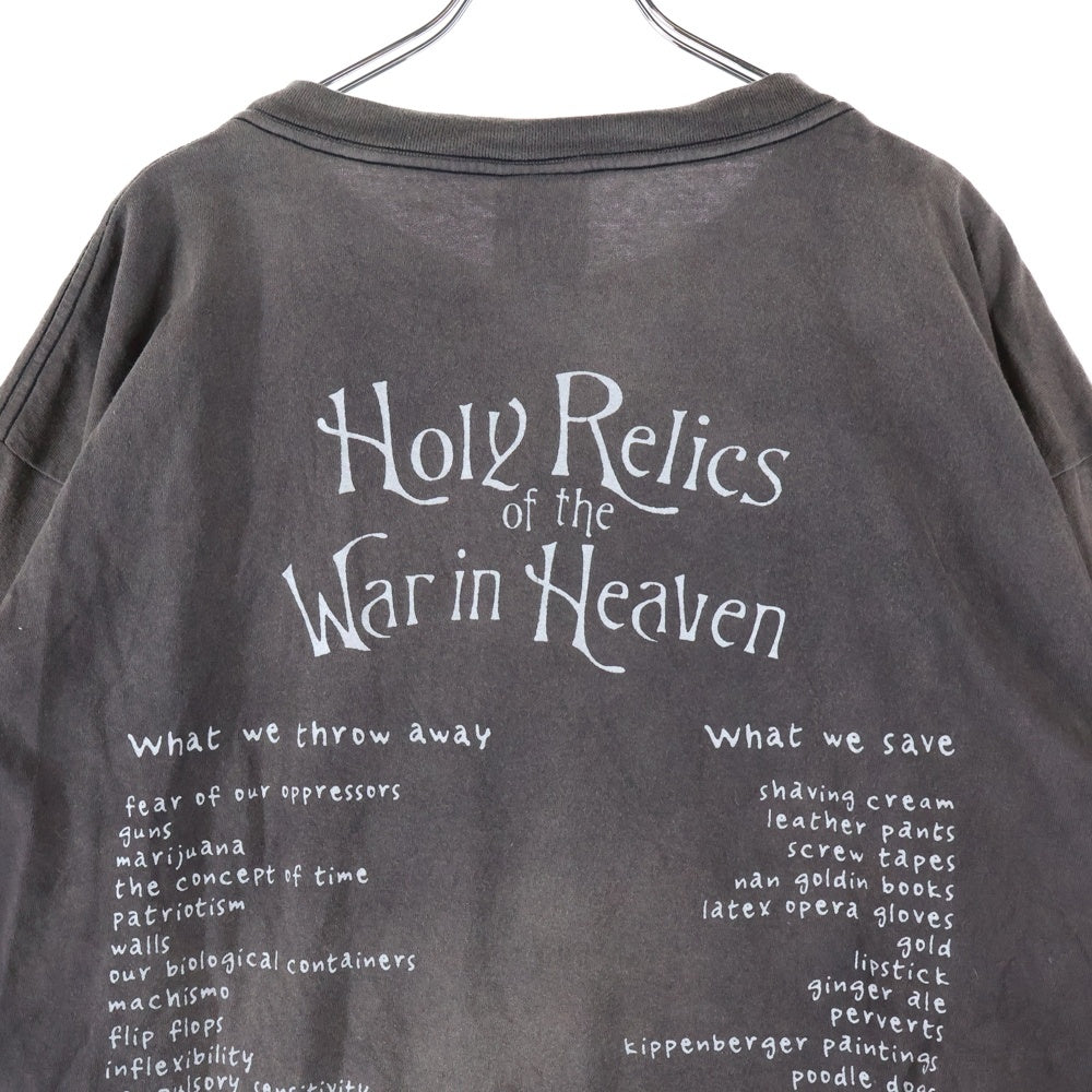 SAINT MICHAEL(セントマイケル) 21AW LS TEE SATAN VINTAGE加工 サタンプリント クルーネック 長袖Tシャツ カットソー チャコールグレー SM-A21-0000-025