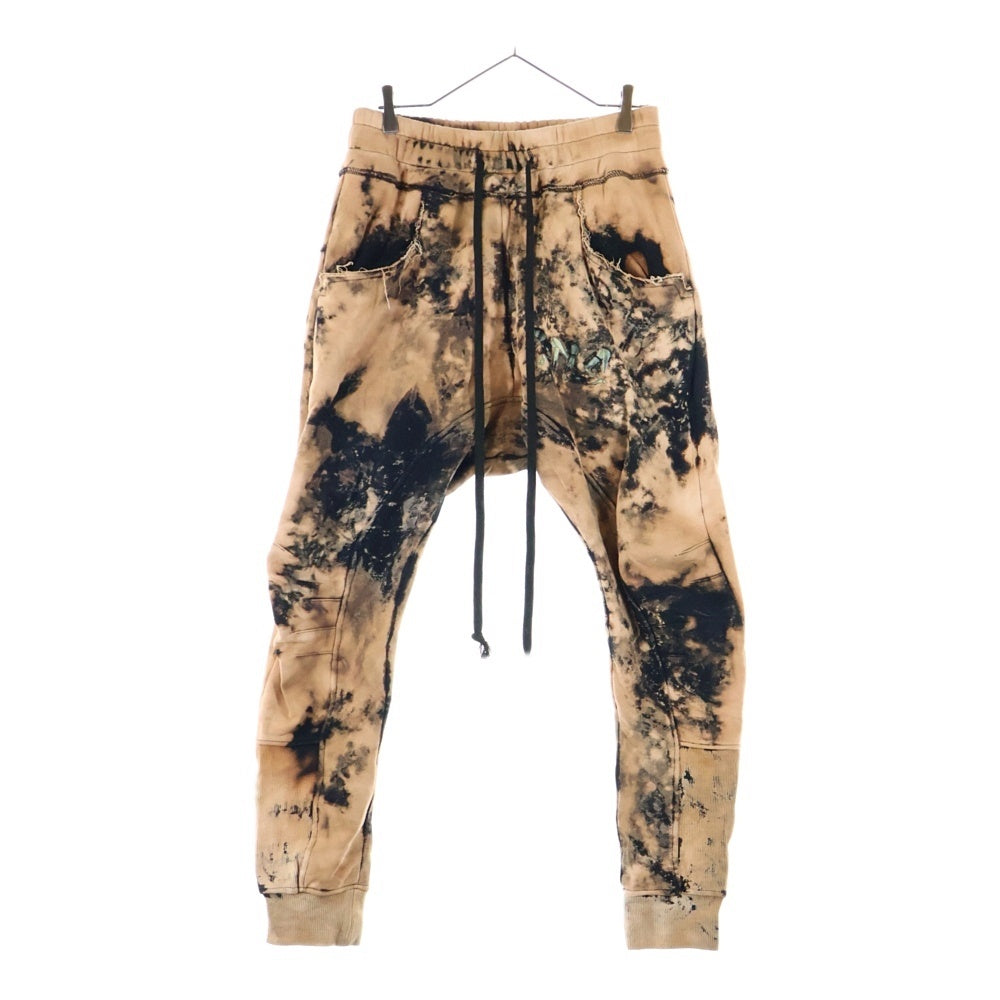 cvtvlist(カタリスト) CTLS ロゴ刺繍 ダメージポケット ブリーチド スウェットパンツ オレンジ/ブラック