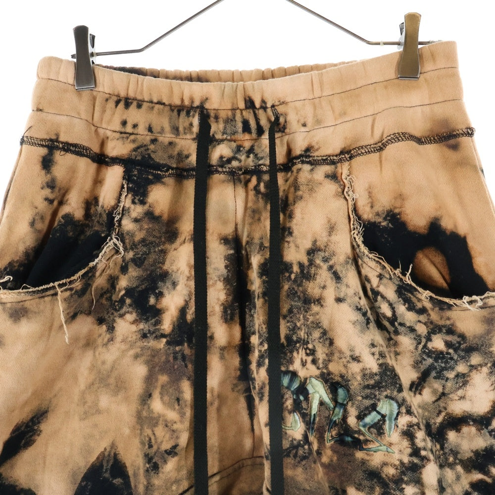 cvtvlist(カタリスト) CTLS ロゴ刺繍 ダメージポケット ブリーチド スウェットパンツ オレンジ/ブラック