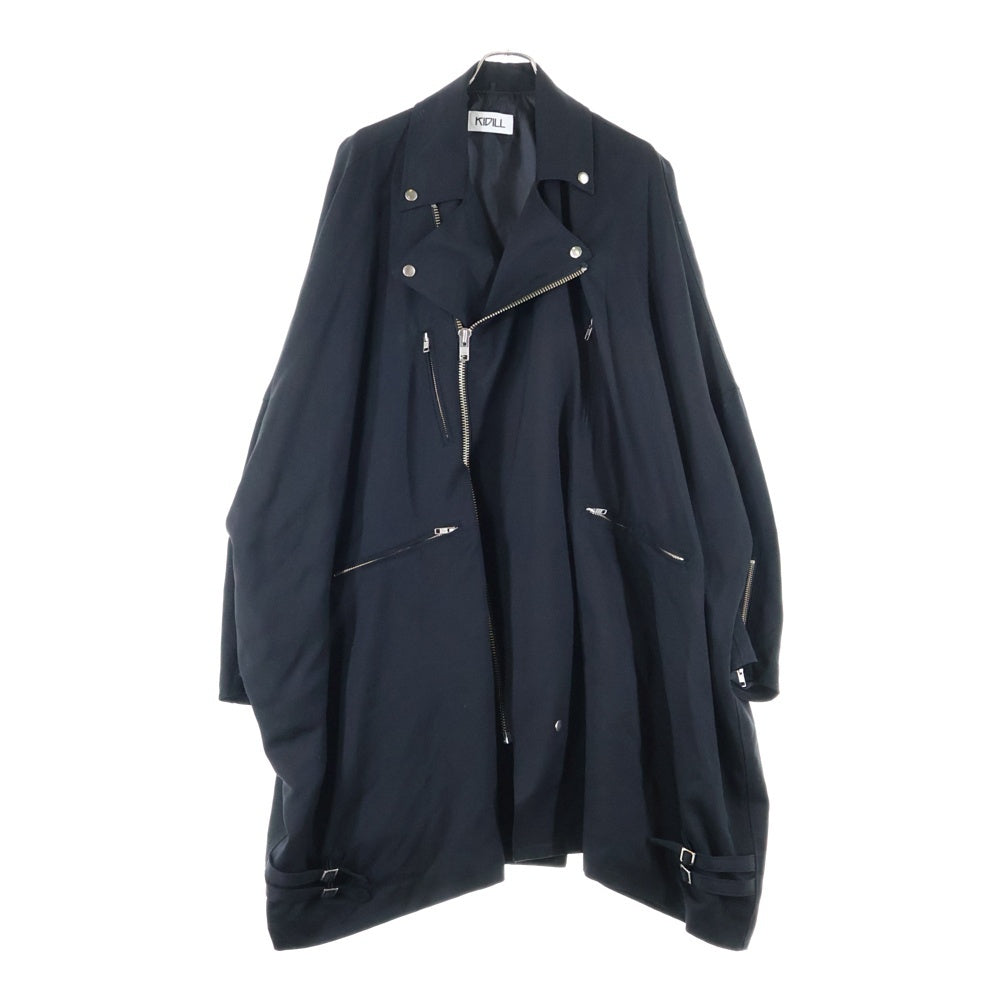 KIDILL(キディル) 22AW RIDERS COAT ウールレーヨン オーバー ライダースコート ブラック KL617