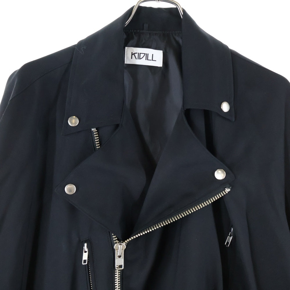 KIDILL(キディル) 22AW RIDERS COAT ウールレーヨン オーバー ライダースコート ブラック KL617