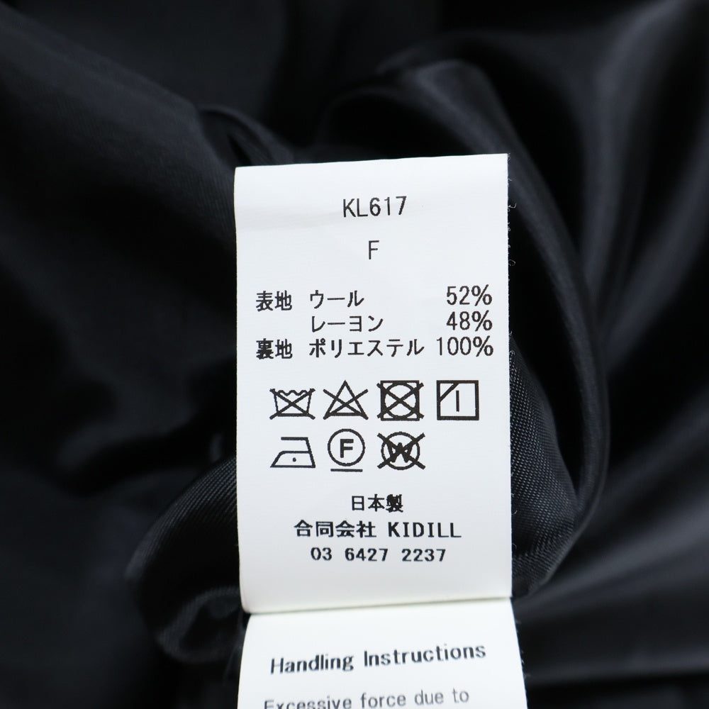 KIDILL(キディル) 22AW RIDERS COAT ウールレーヨン オーバー ライダースコート ブラック KL617