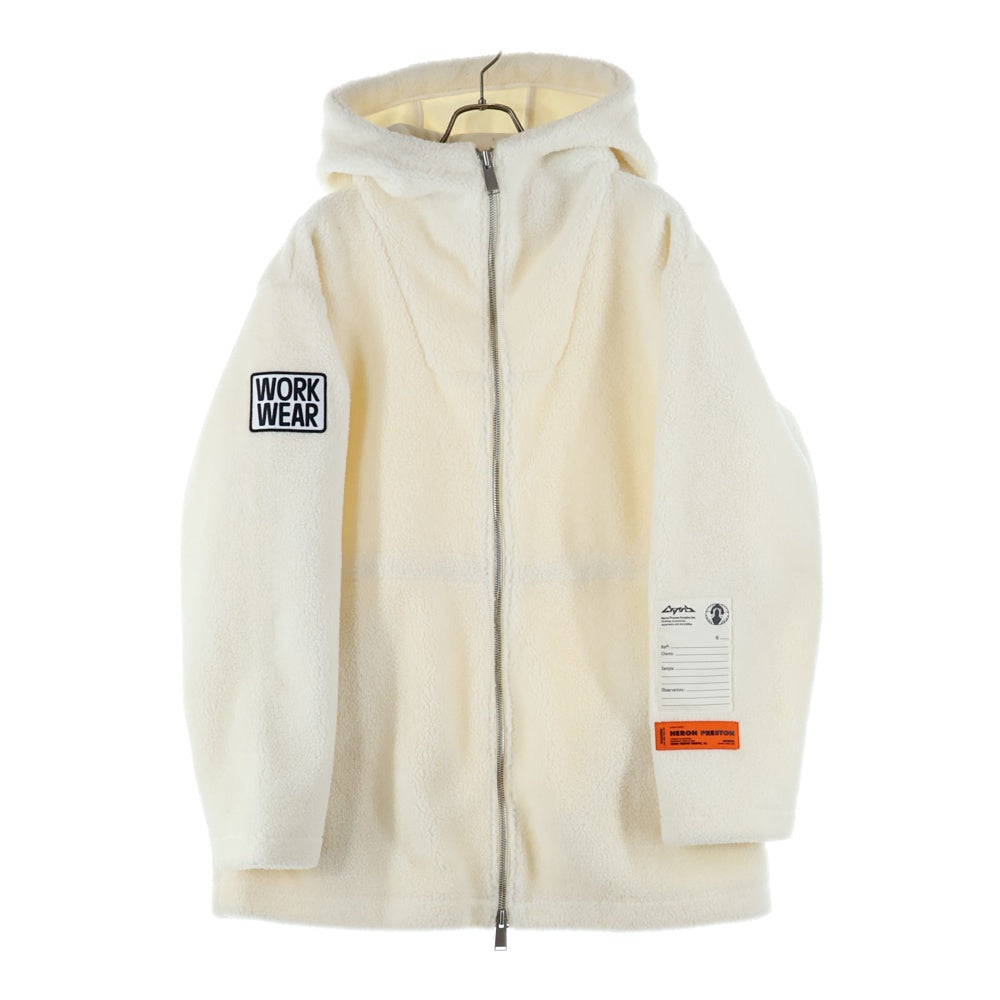 HERON PRESTON(ヘロンプレストン) WORK WEAR アームパッチ ポリエステル ボアフリースコート ホワイト HWEA034E20FAB001