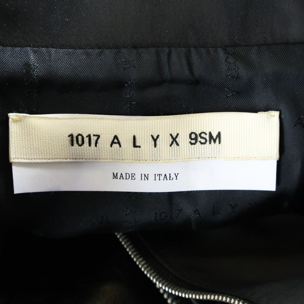 1017 ALYX 9SM(アリクス) メタルロゴ レイヤードデザイン ラムレザー ジップアップ半袖シャツ ブラック