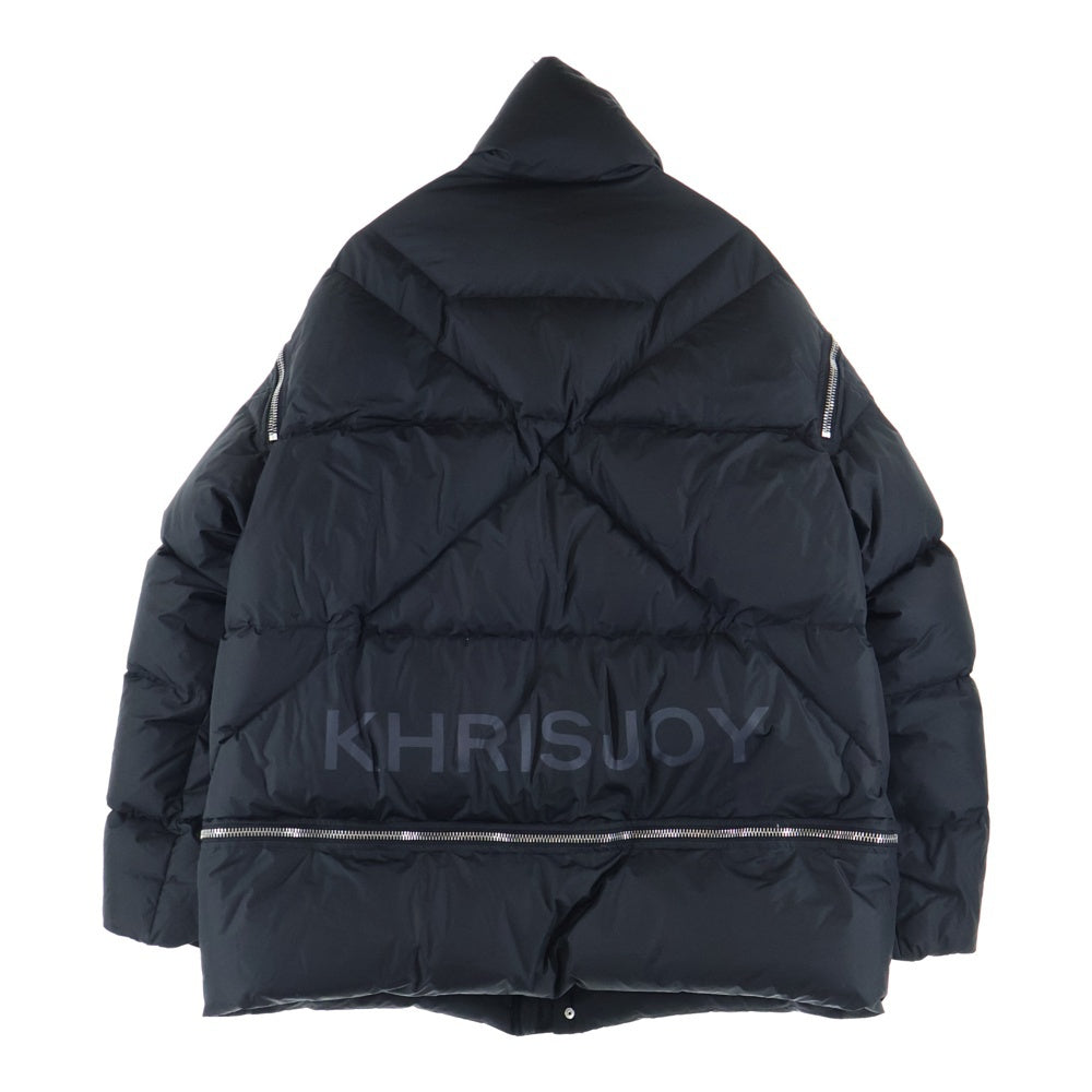 KHRISJOY(クリスジョイ) DOWN JACKET マルチジップデザイン バックロゴ ジップアップ ダウンジャケット ブラック