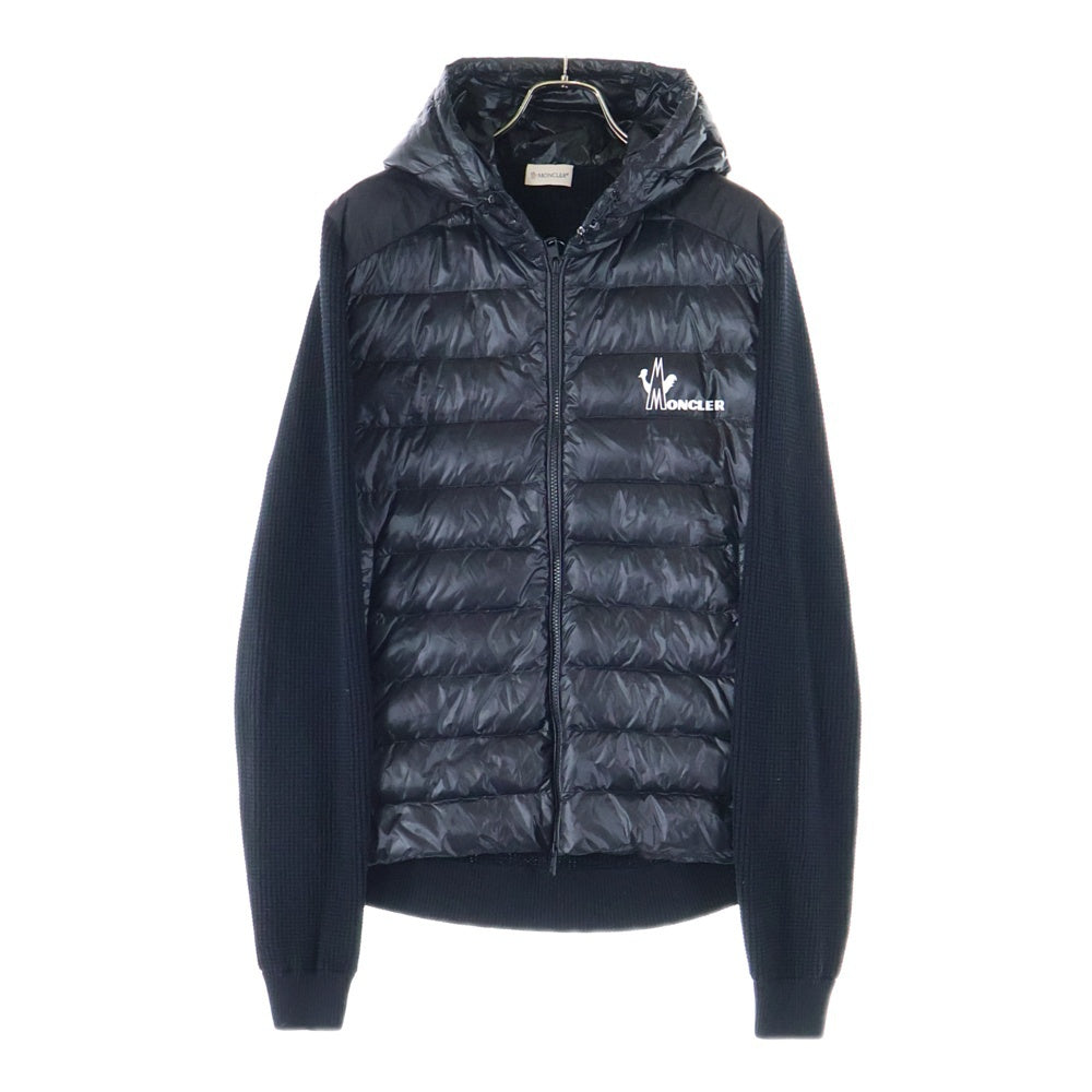 MONCLER(モンクレール) 20SS CARDIGAN TRICOT ロゴプリント ニット切替 フーデッドダウンジャケット ブラック F10919B50110 V9099