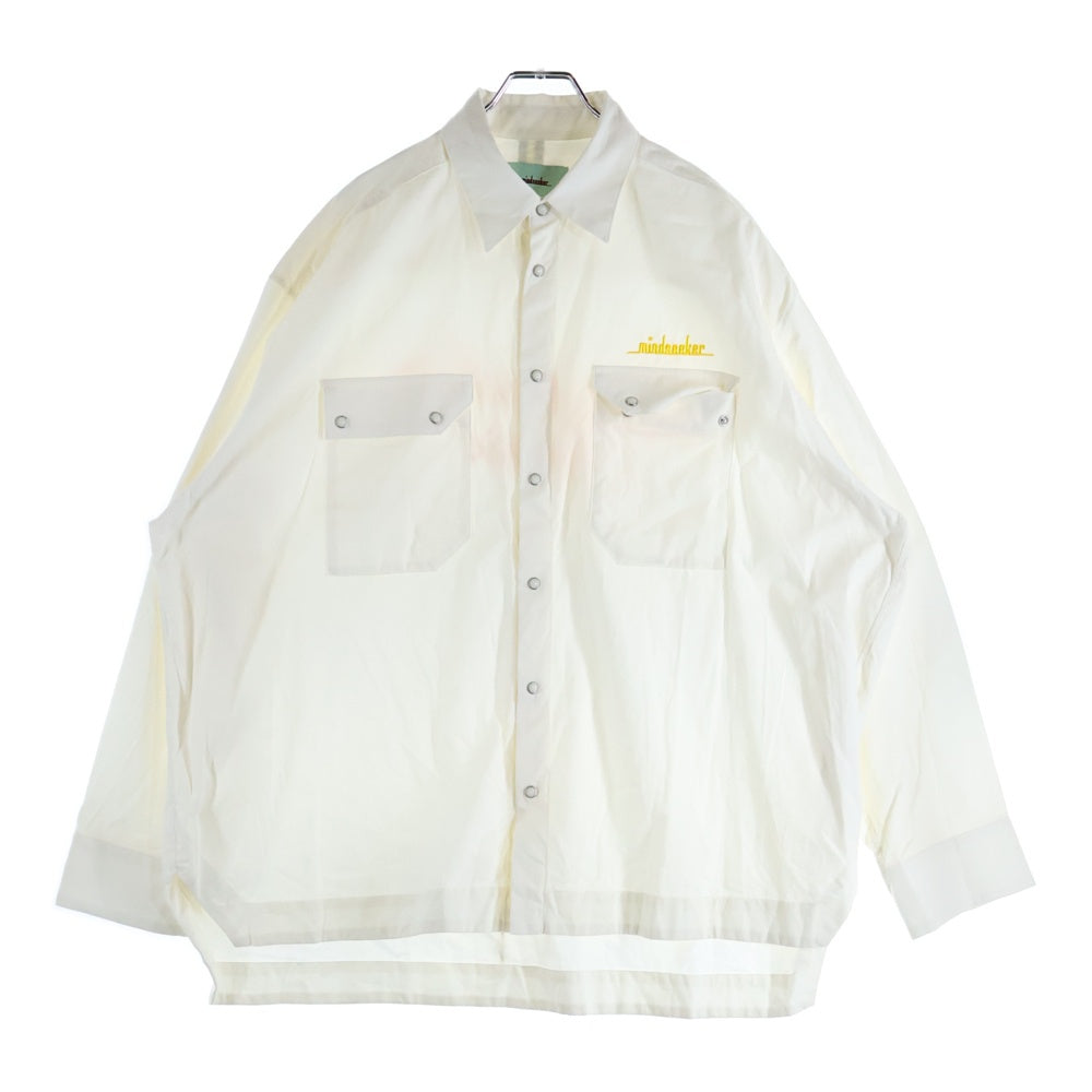 MINDSEEKER(マインドシーカー) MSB OVERFIT OXFORD SHIRT ロゴ刺繍バックプリント オーバーフィット オックスフォード 長袖シャツ ホワイト MS-212-028