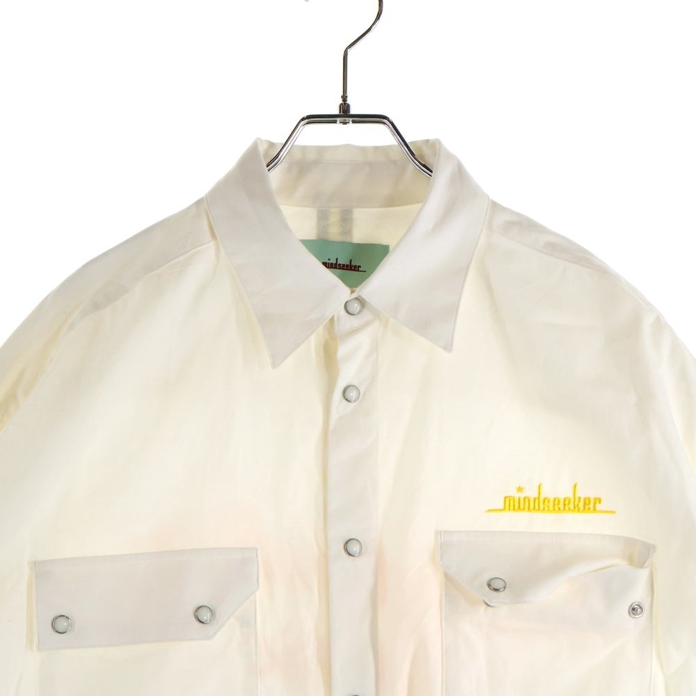 MINDSEEKER(マインドシーカー) MSB OVERFIT OXFORD SHIRT ロゴ刺繍バックプリント オーバーフィット オックスフォード 長袖シャツ ホワイト MS-212-028