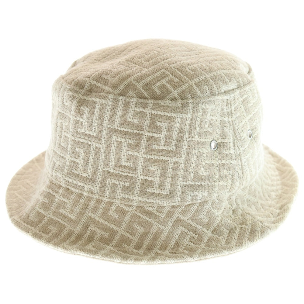 BALMAIN(バルマン) GEOMETRIC BUCKET HAT ジオメトリック ポリコットン バケットハット ベージュ