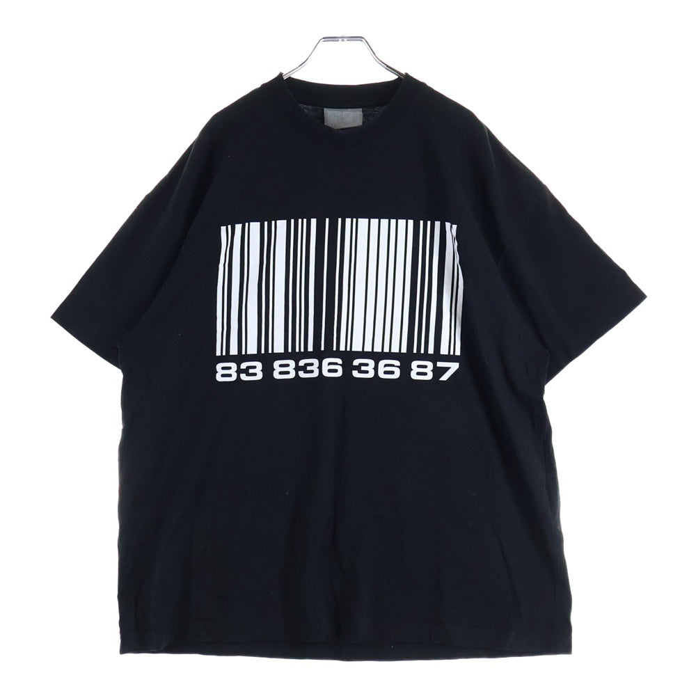 VTMNTS(ブイティーエムエヌティーエス) 22SS ビッグバーコードプリント クルーネック 半袖Tシャツ カットソー ブラック VL12TR120B
