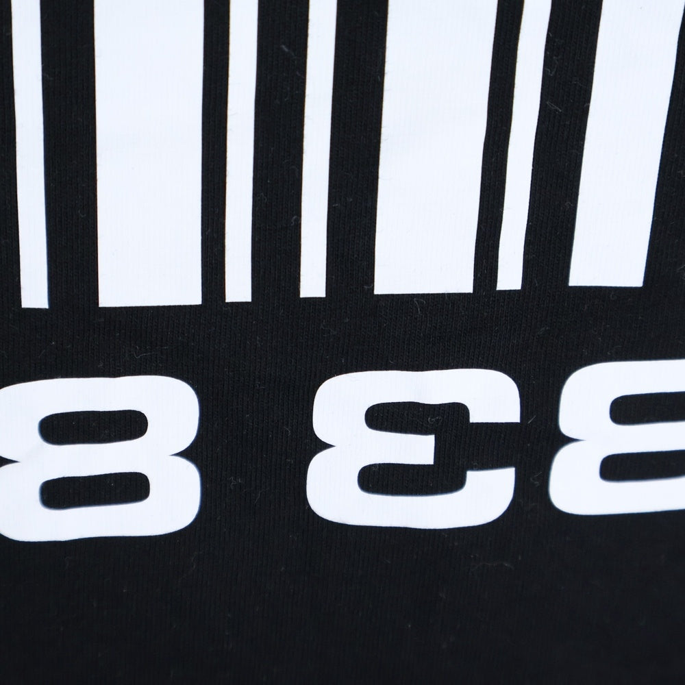 VTMNTS(ブイティーエムエヌティーエス) 22SS ビッグバーコードプリント クルーネック 半袖Tシャツ カットソー ブラック VL12TR120B