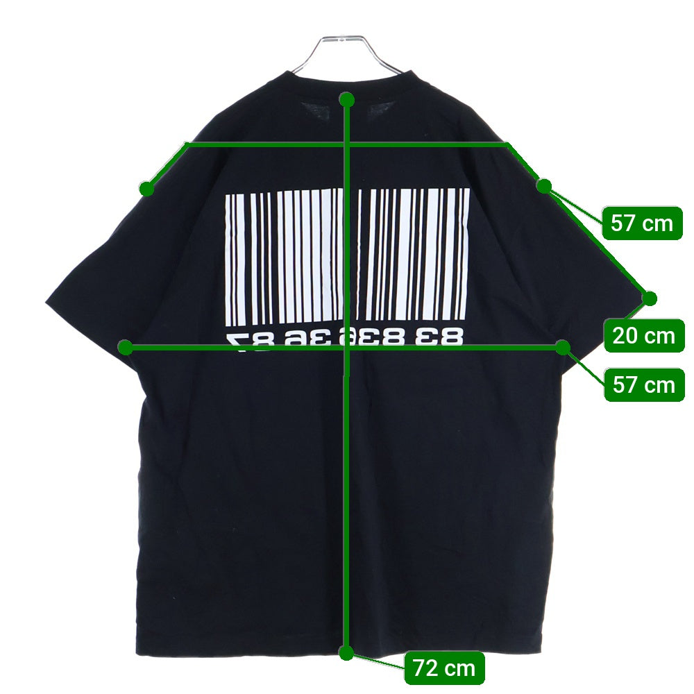 VTMNTS(ブイティーエムエヌティーエス) 22SS ビッグバーコードプリント クルーネック 半袖Tシャツ カットソー ブラック VL12TR120B