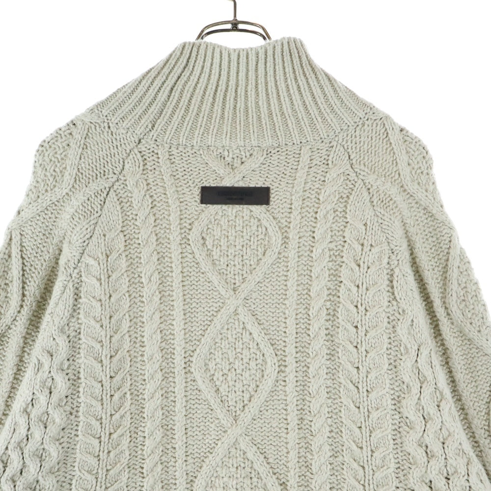 ESSENTIALS FEAR OF GOD(エッセンシャル フィアオブゴッド) CABLE KNIT SWEATER オーバーサイズ ハイネック ケーブルコットンニット セーター ライトグレー