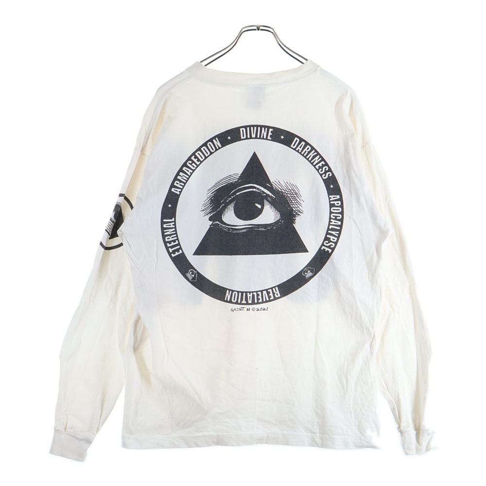 SAINT MICHAEL(セントマイケル) 21AW LS TEE SIN シンプリント クルーネック 長袖Tシャツ カットソー ホワイト SM-A21-0000-015