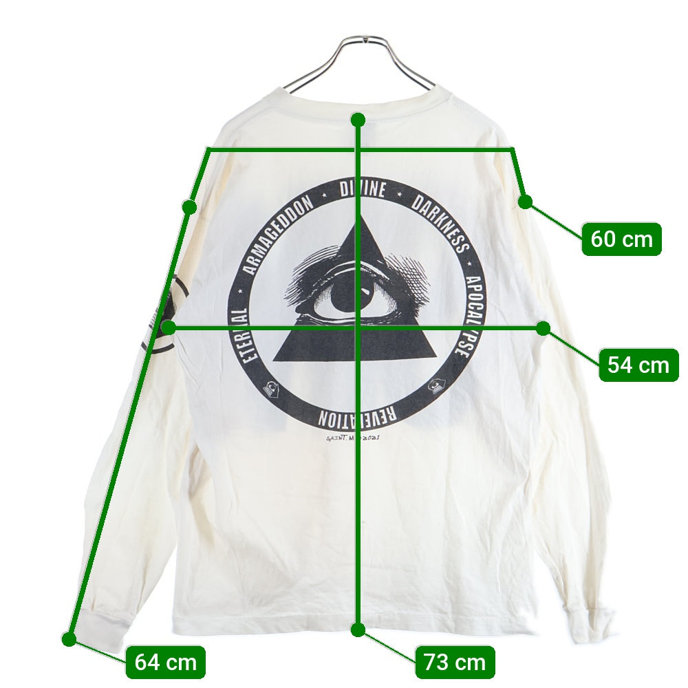 SAINT MICHAEL(セントマイケル) 21AW LS TEE SIN シンプリント クルーネック 長袖Tシャツ カットソー ホワイト SM-A21-0000-015