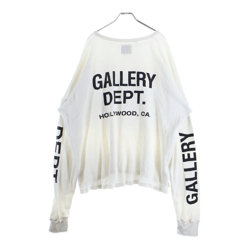 GALLERY DEPT.(ギャラリーデプト) THERMAL WAFFLE バックアームプリント サーマルワッフル 長袖Tシャツ カットソー ホワイト