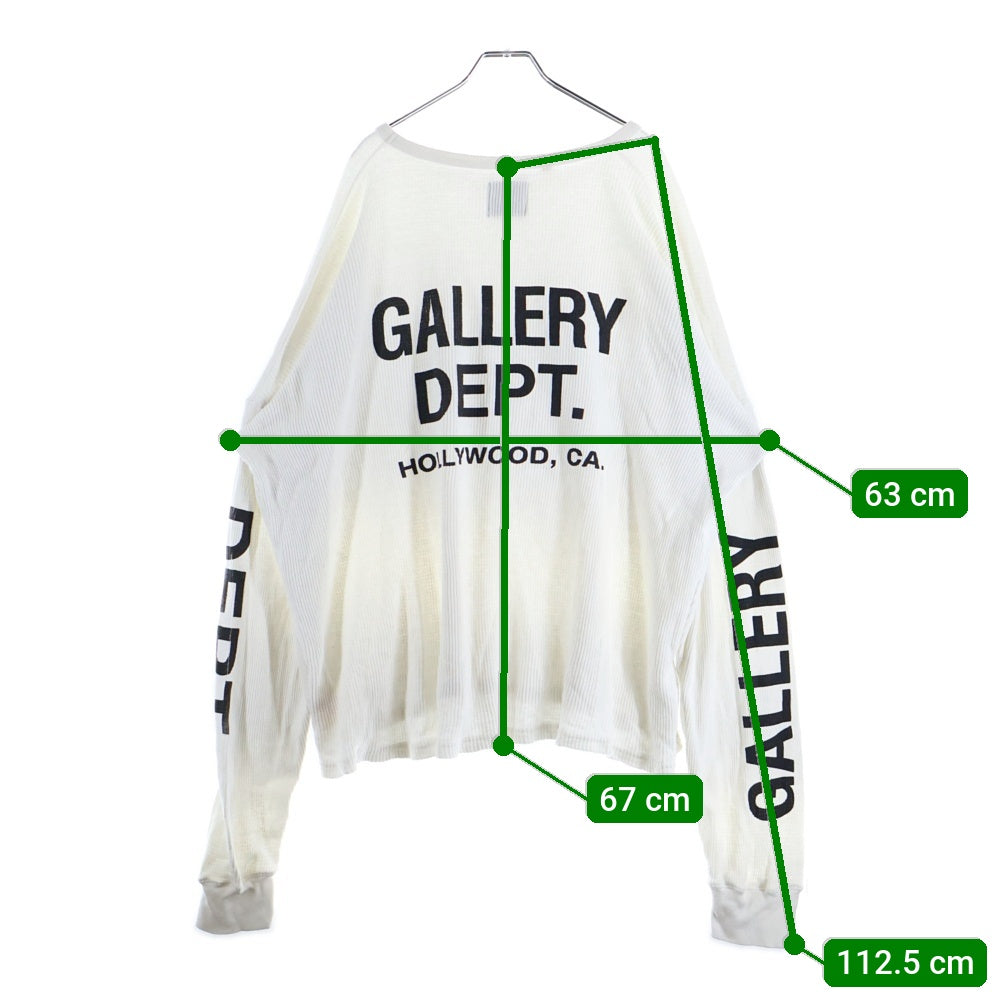 GALLERY DEPT.(ギャラリーデプト) THERMAL WAFFLE バックアームプリント サーマルワッフル 長袖Tシャツ カットソー ホワイト