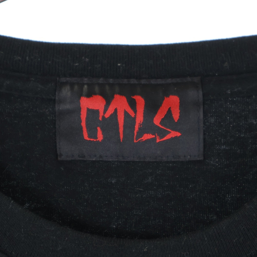 cvtvlist(カタリスト) ×ED HARDY エドハーディ 両面プリント クルーネック 半袖Tシャツ カットソー ブラック 210111EH07