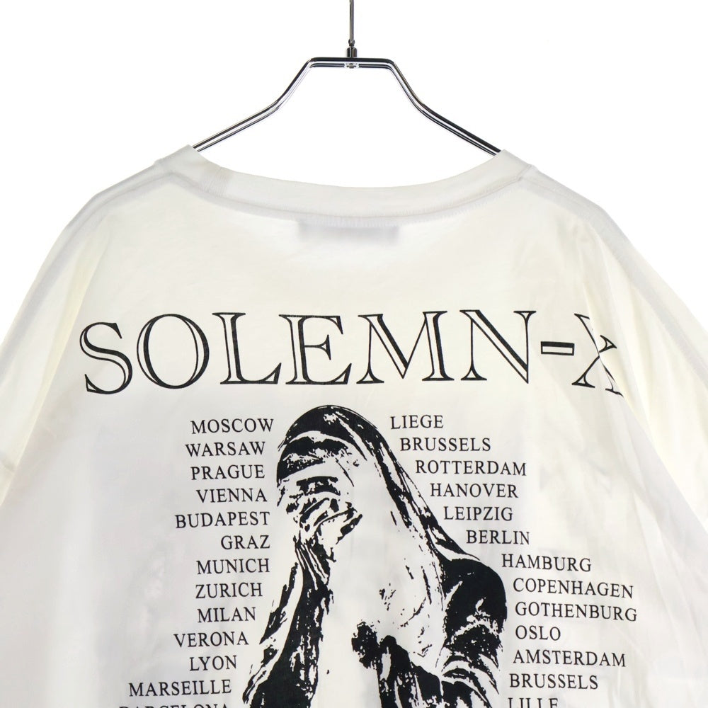 RAF SIMONS(ラフシモンズ) 22SS SOLEMN-X 両面プリント オーバーサイズ クルーネック 半袖Tシャツ カットソー ホワイト 221-M130