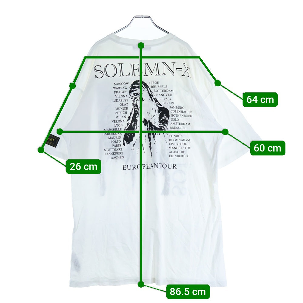 RAF SIMONS(ラフシモンズ) 22SS SOLEMN-X 両面プリント オーバーサイズ クルーネック 半袖Tシャツ カットソー ホワイト 221-M130