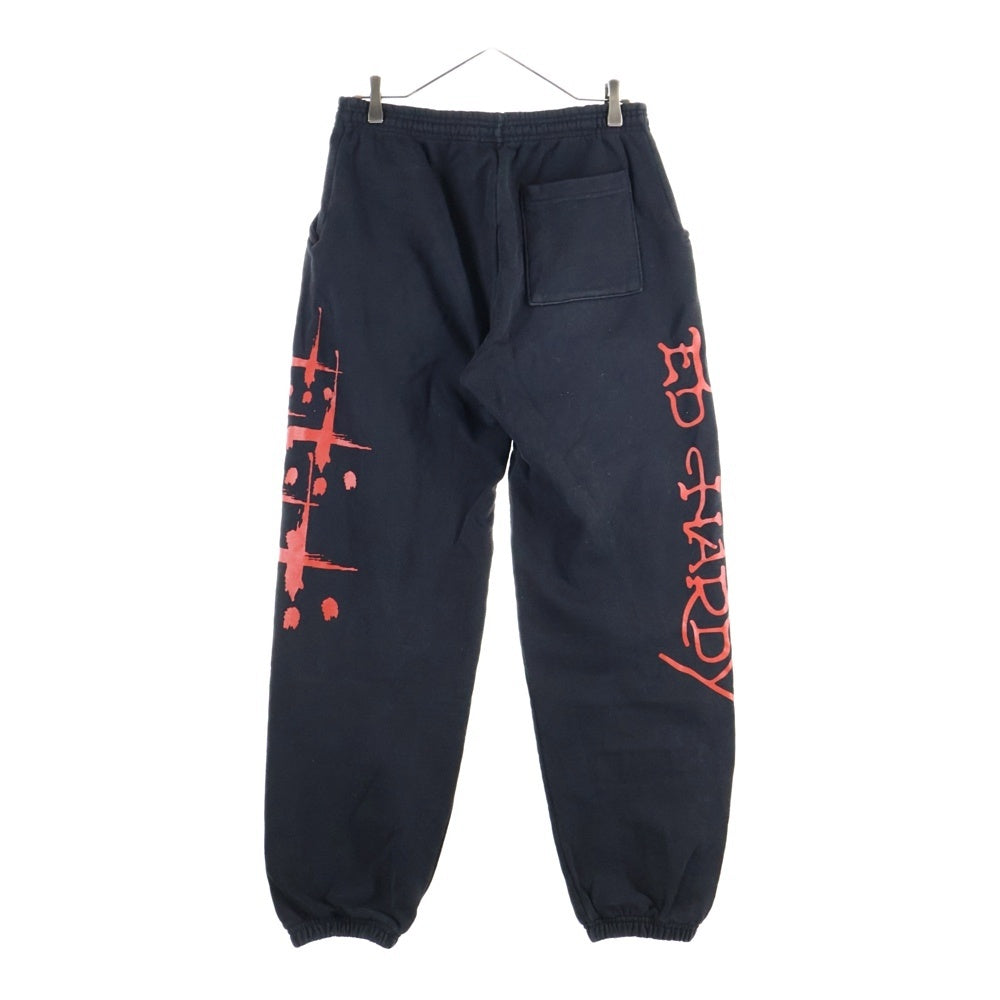 cvtvlist(カタリスト) ×ED HARDY エドハーディ ロゴプリント スウェットパンツ ブラック/レッド 210111EH09