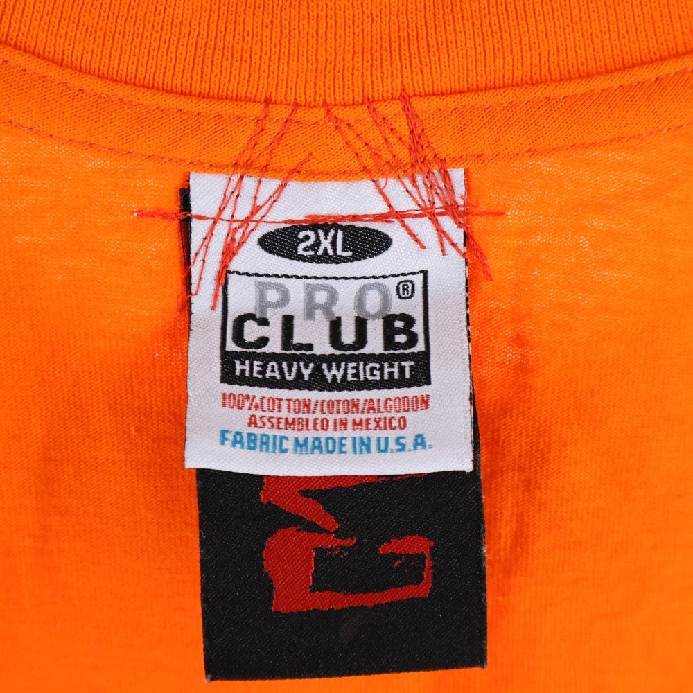 cvtvlist(カタリスト) ×PRO CLUB CTLS プロクラブ 両面プリント クルーネック 半袖Tシャツ カットソー オレンジ