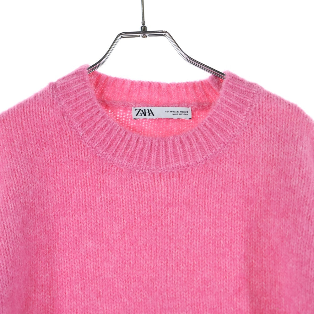 ZARA(ザラ) ポリエステルアクリルニット 半袖ニット セーター ピンク