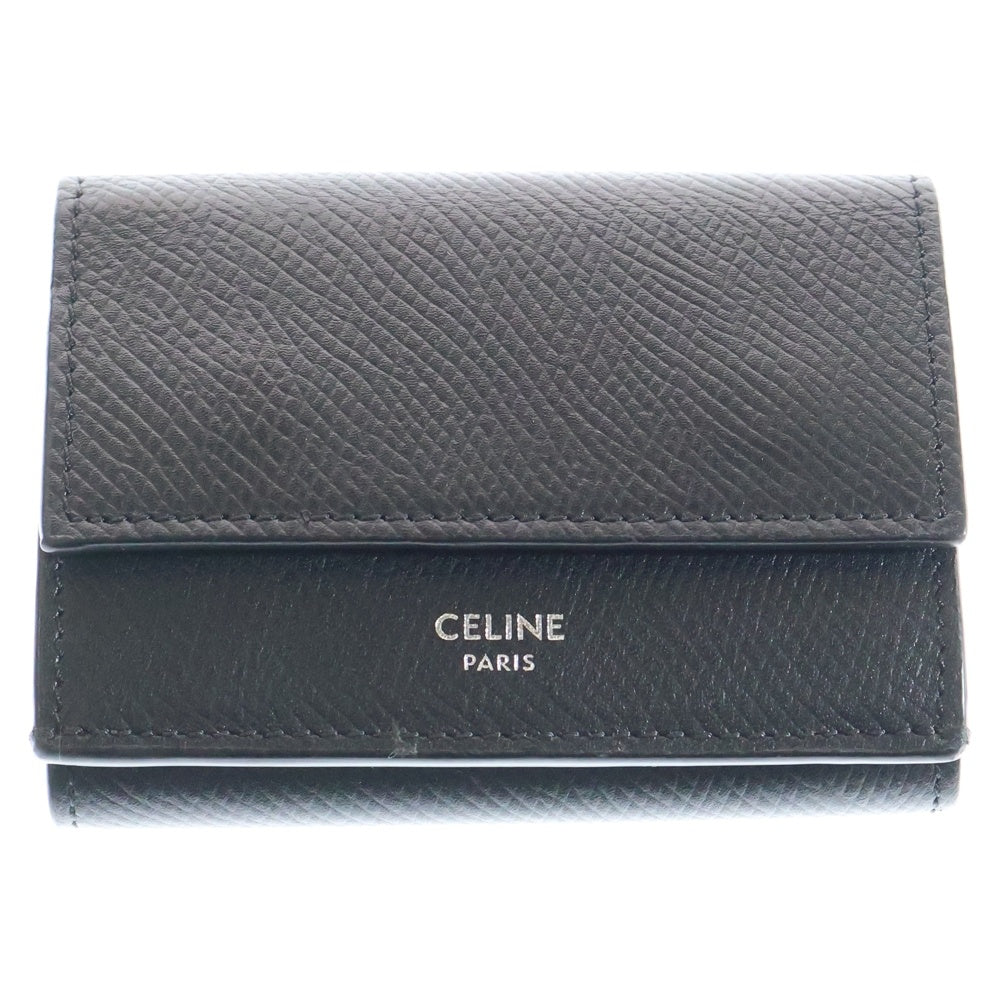 CELINE(セリーヌ) TRIFOLD WALLET レザー スモールトリフォールド 三つ折り財布 ウォレット ブラック U-FG-0231