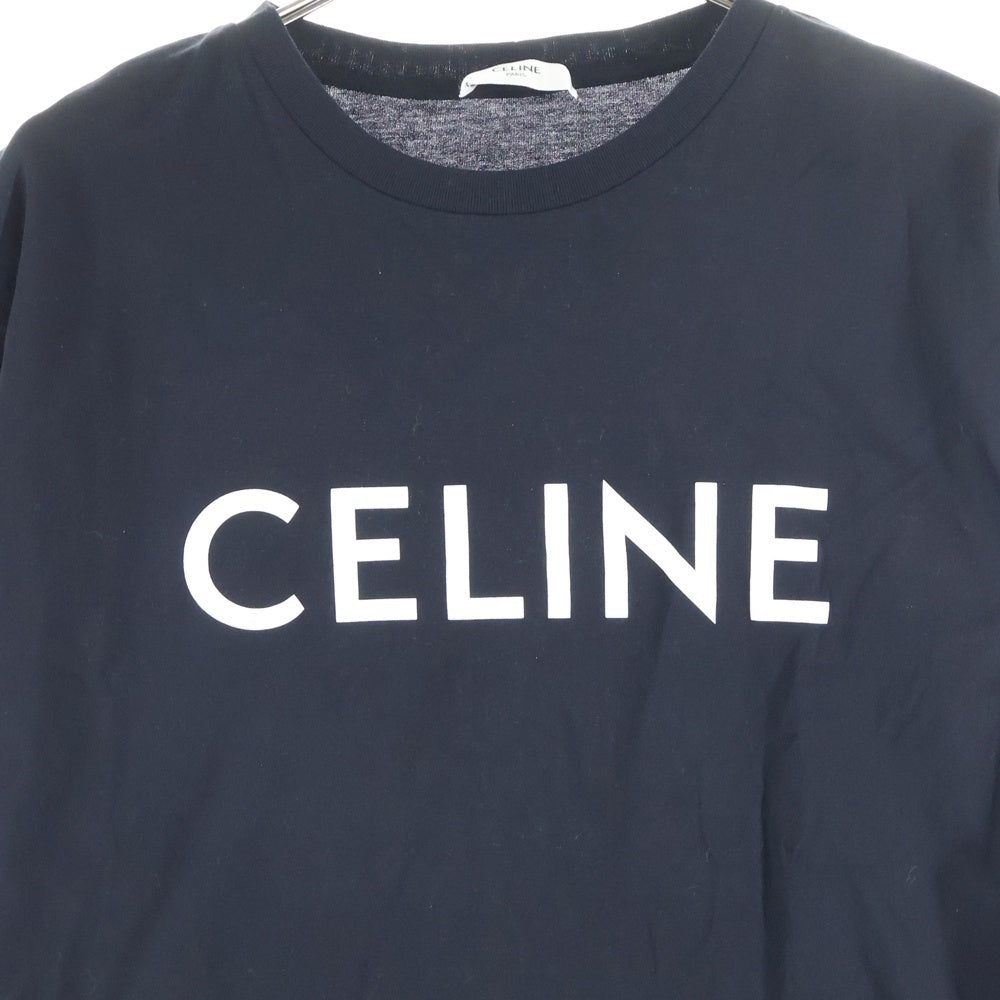 CELINE(セリーヌ) コットン フロントロゴプリント 半袖Tシャツ カットソー ブラック 2X764671Q