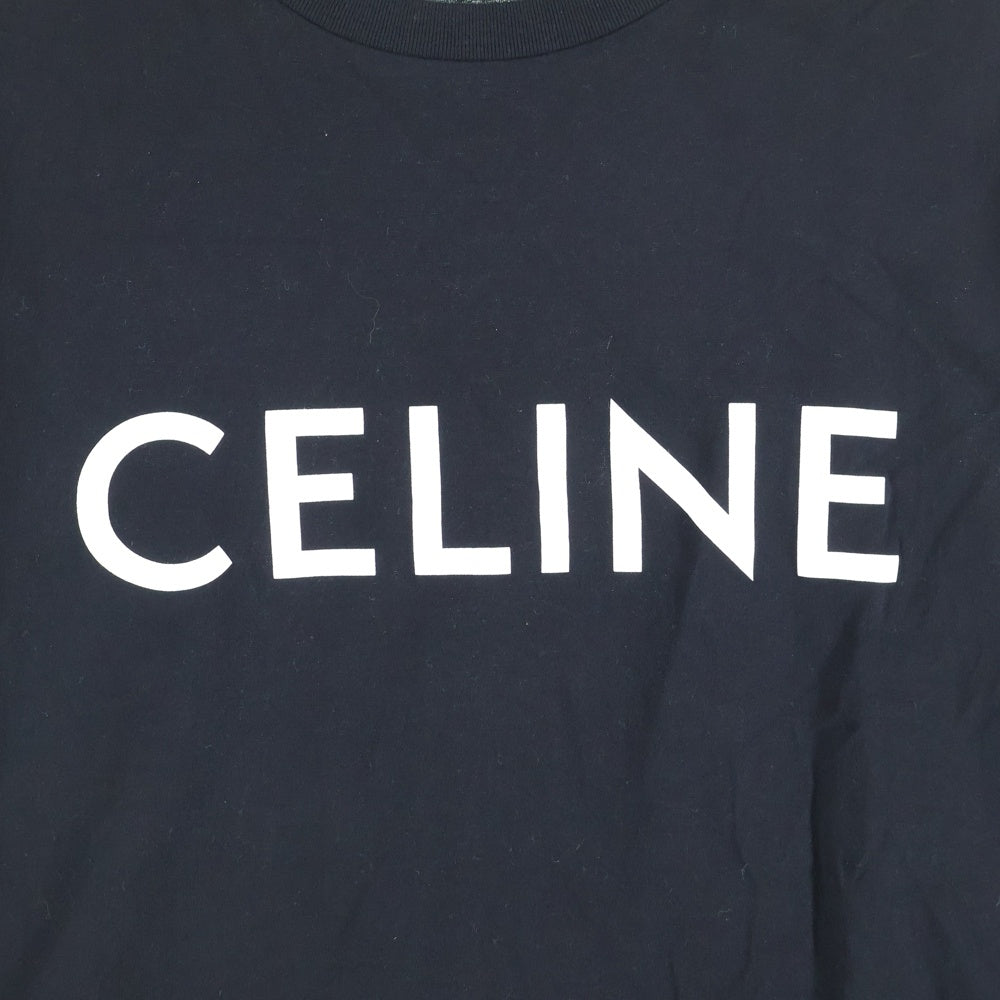 CELINE(セリーヌ) コットン フロントロゴプリント 半袖Tシャツ カットソー ブラック 2X764671Q